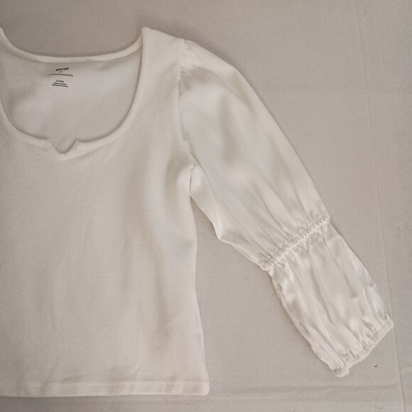 Anthropologie Maeve White Puff Sleeve Top L - Large - Picture 9 of 15